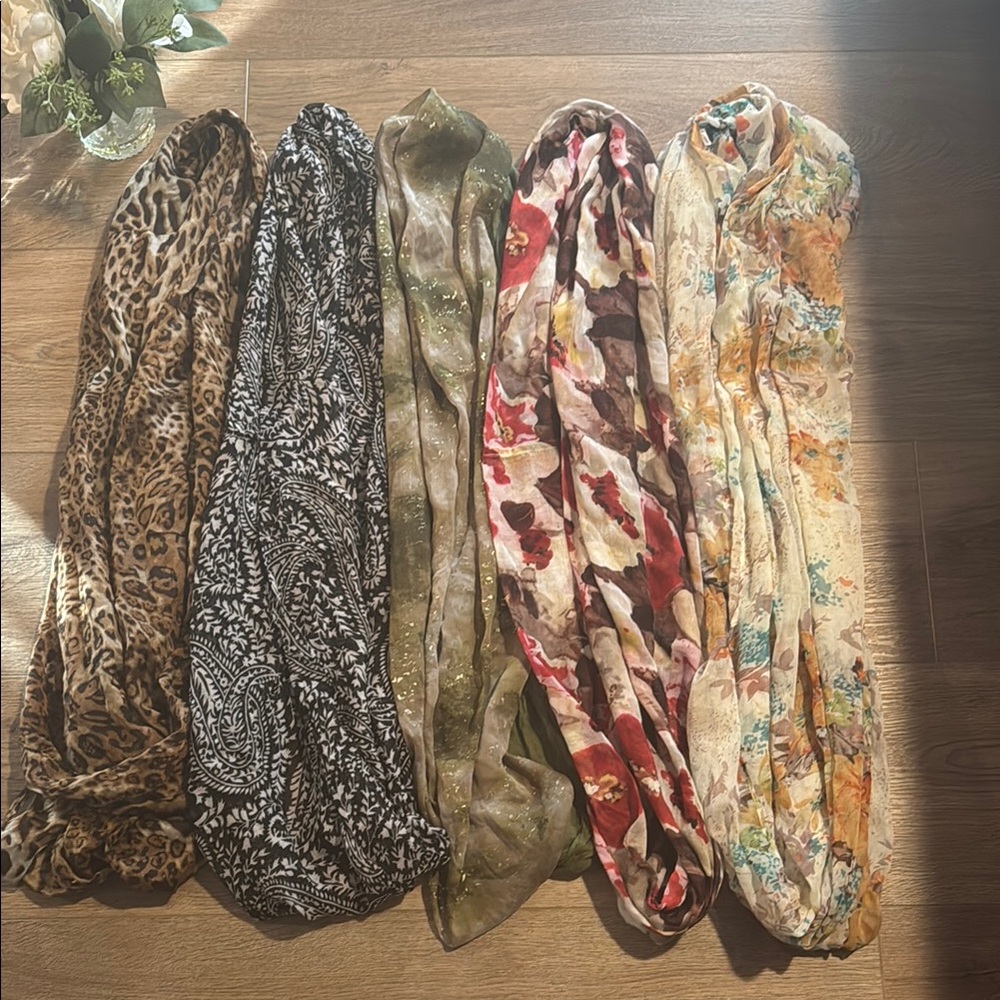 Set of Five Infinity Scarves. Price is for all.